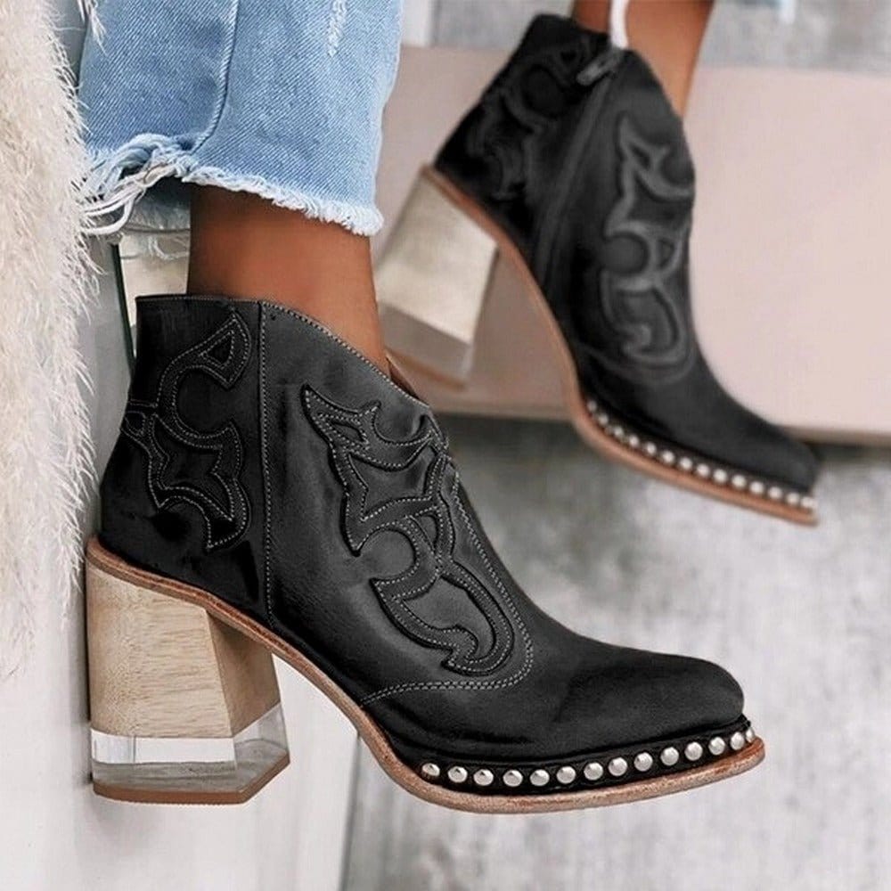Women’s Western Ankle Boots With Unique Design| Bella