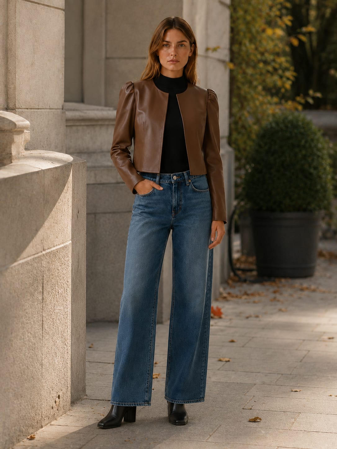 Women's Cropped Puff Sleeve Jacket with Open Front | Paige Bradley_5