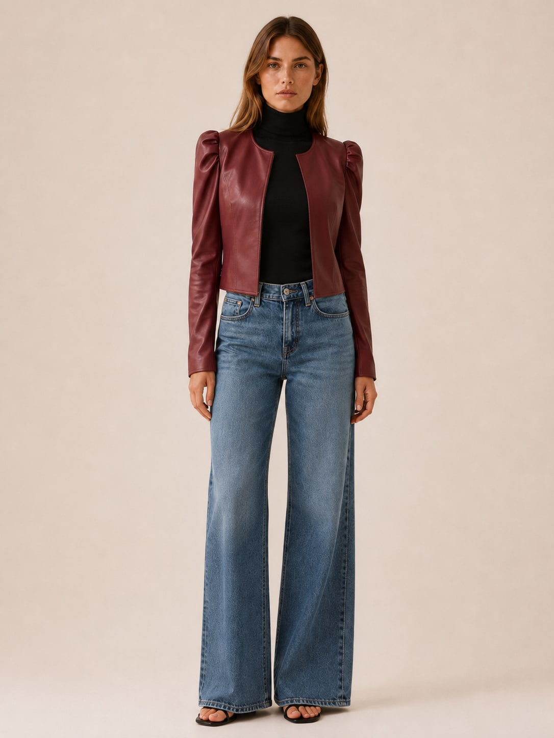 Women's Cropped Puff Sleeve Jacket with Open Front | Paige Bradley_7