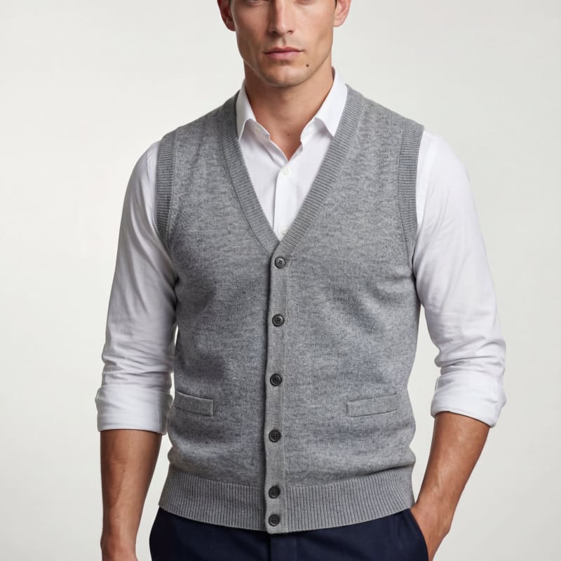 Men's V-Neck Sleeveless Cardigan | Jasper_1