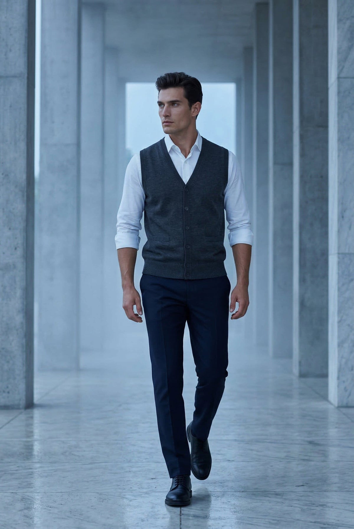 Men's V-Neck Sleeveless Cardigan | Jasper_5