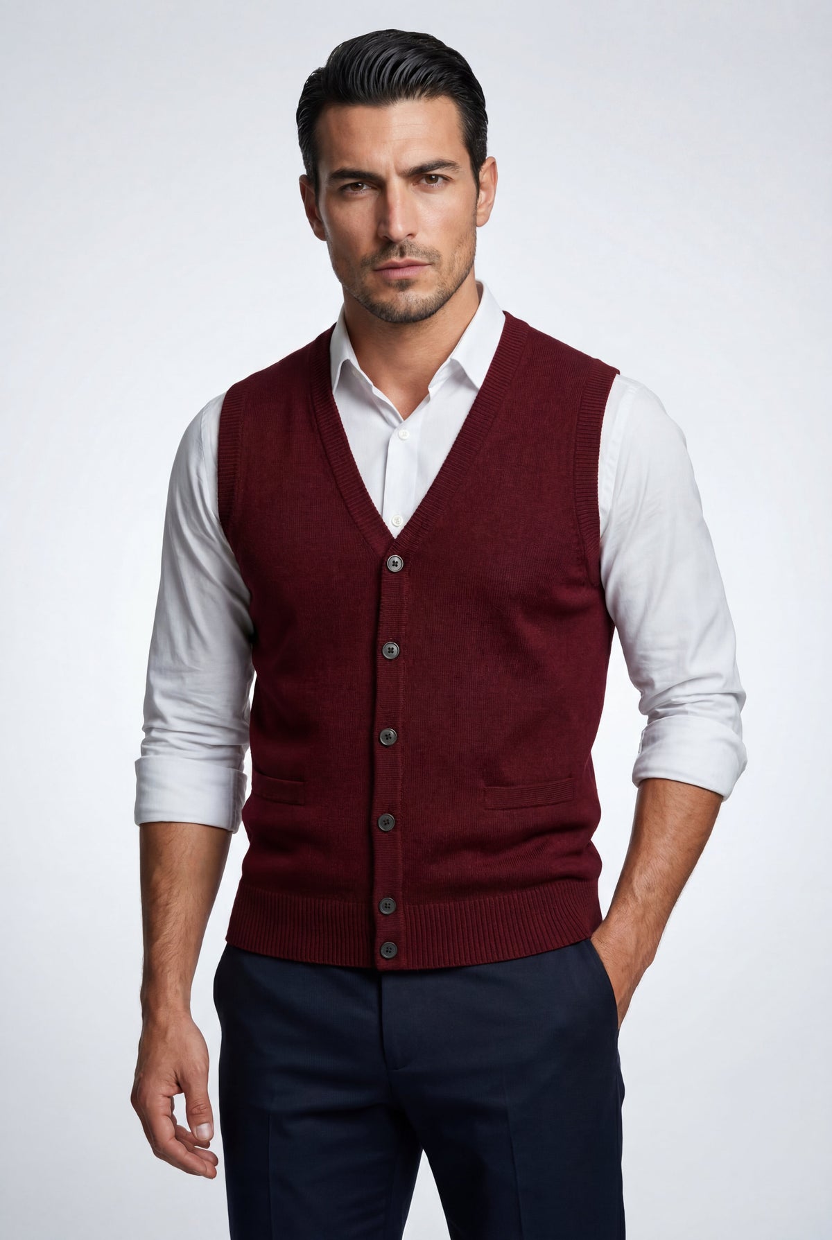 Men's V-Neck Sleeveless Cardigan | Jasper_6
