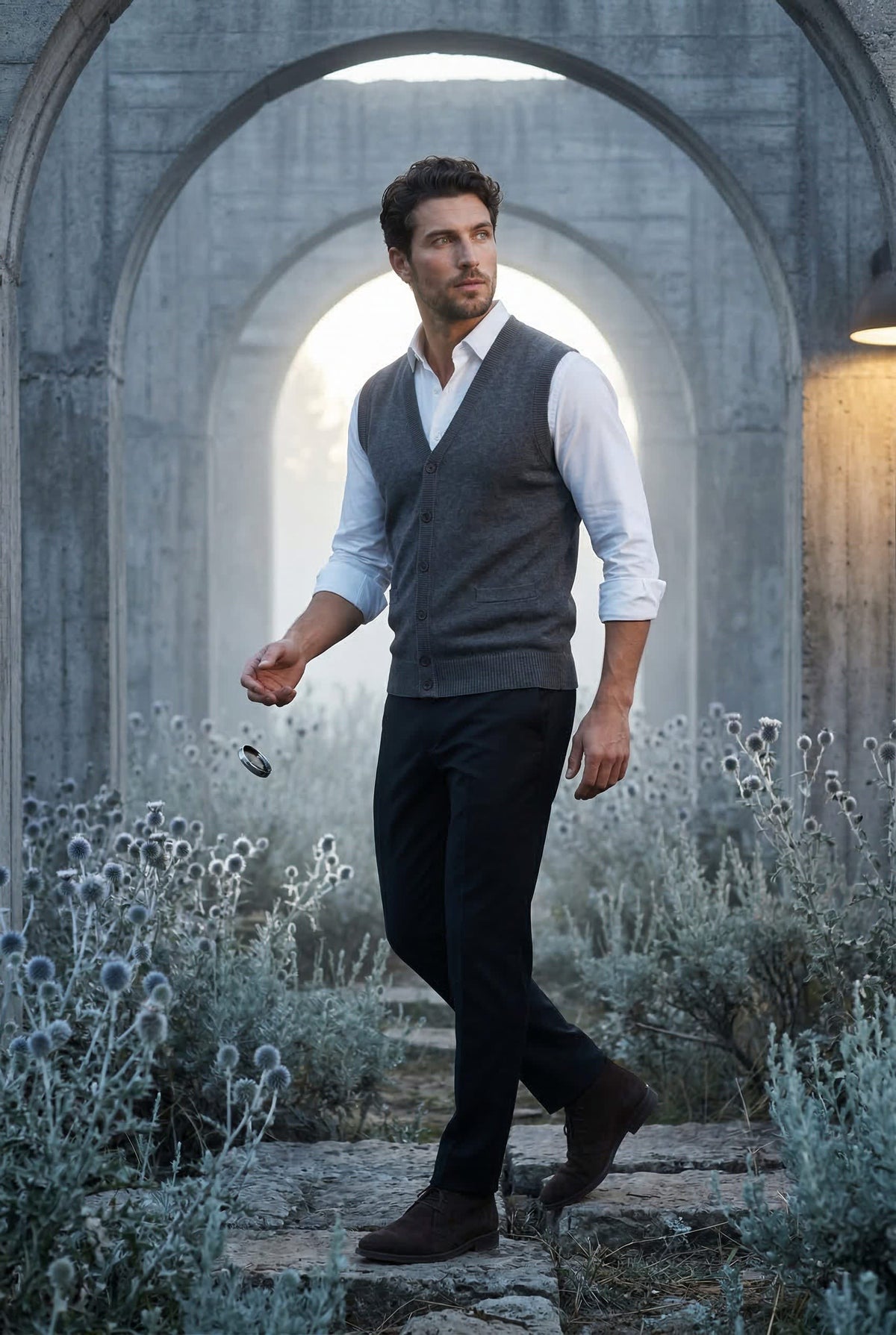 Men's V-Neck Sleeveless Cardigan | Jasper_7