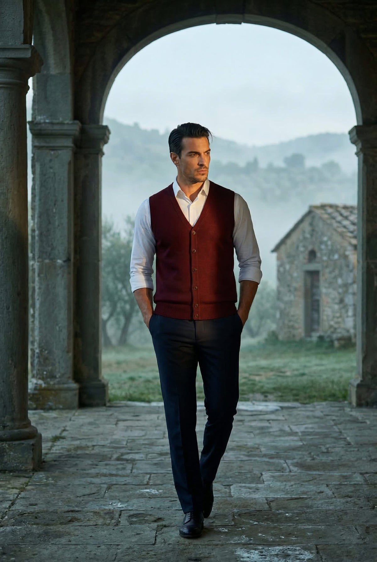 Men's V-Neck Sleeveless Cardigan | Jasper_8