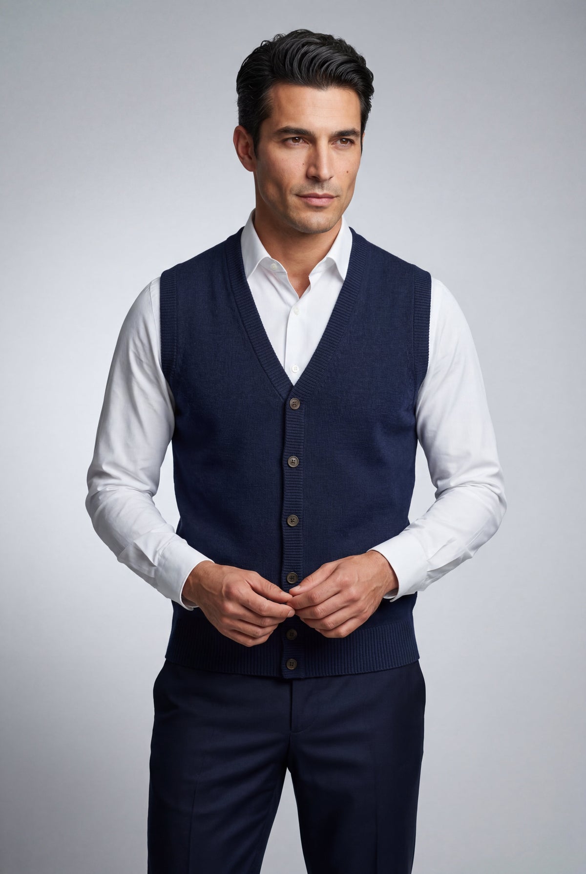 Men's V-Neck Sleeveless Cardigan | Jasper_9