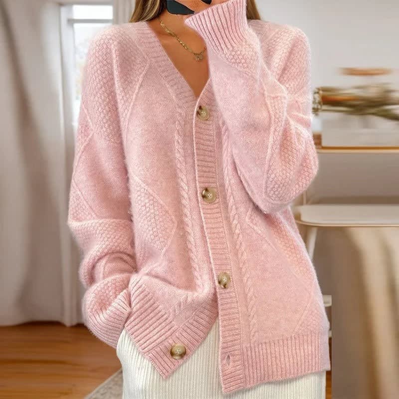 Women's Cable Knit Button Front Cardigan | Tamsyn_6