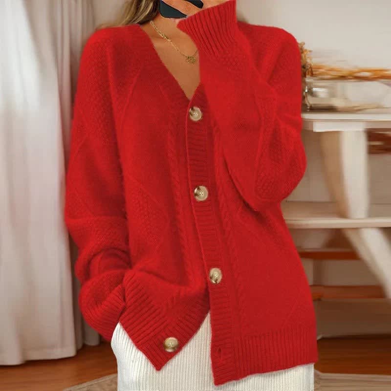 Women's Cable Knit Button Front Cardigan | Tamsyn_7