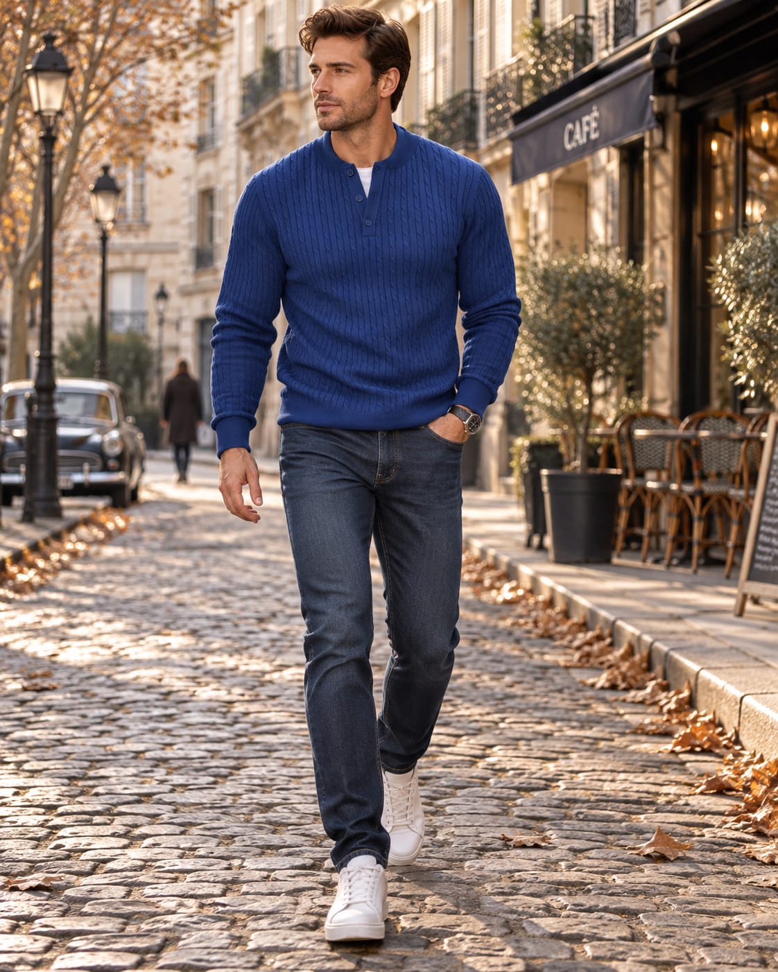 Men's Cable Knit Henley Jumper | Fergus_4