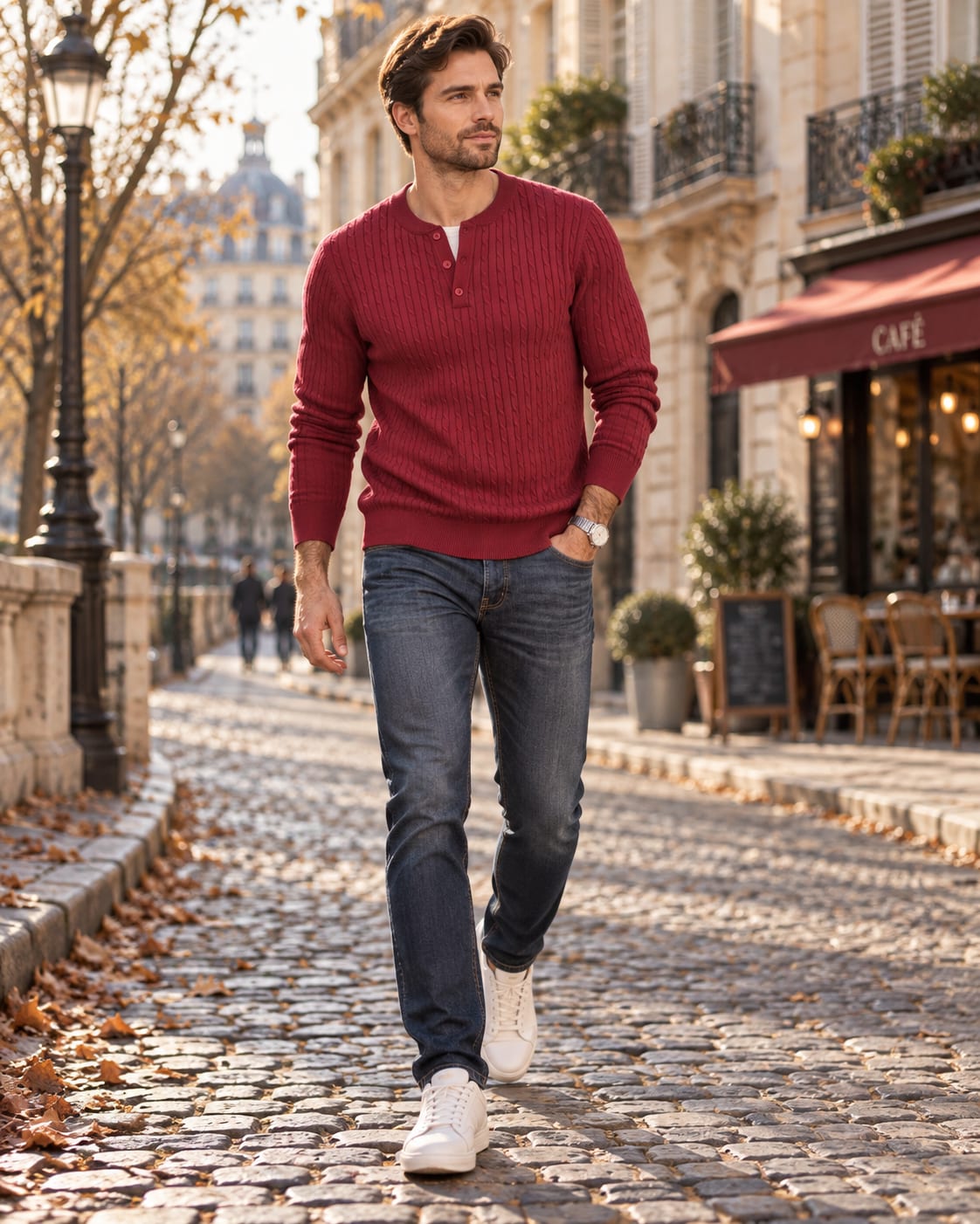 Men's Cable Knit Henley Jumper | Fergus_5