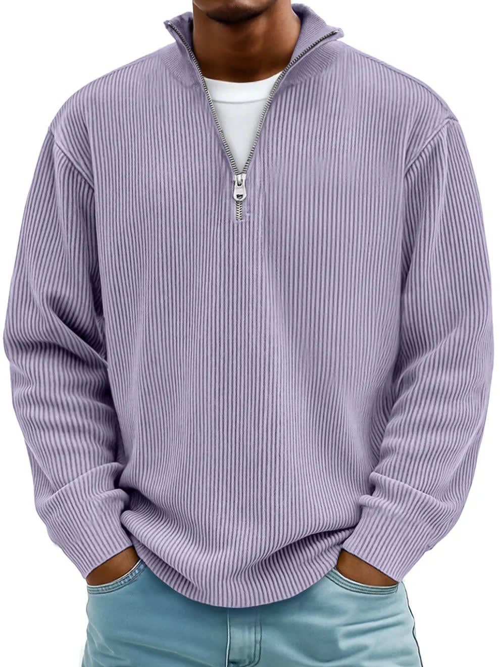 Men's Ribbed Half Zip Jumper | Felix_3