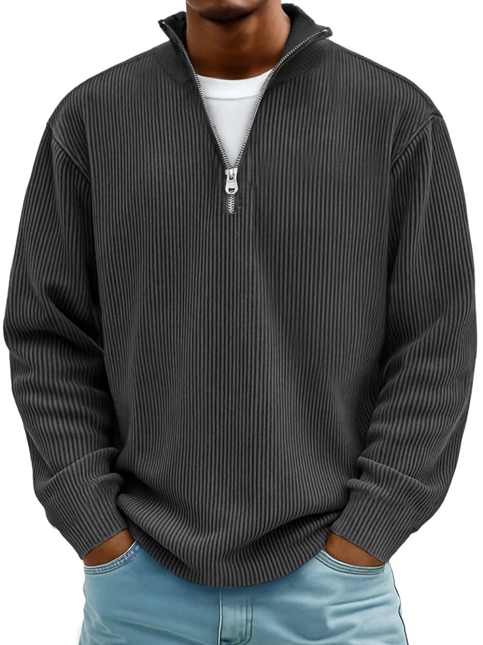 Men's Ribbed Half Zip Jumper | Felix_4