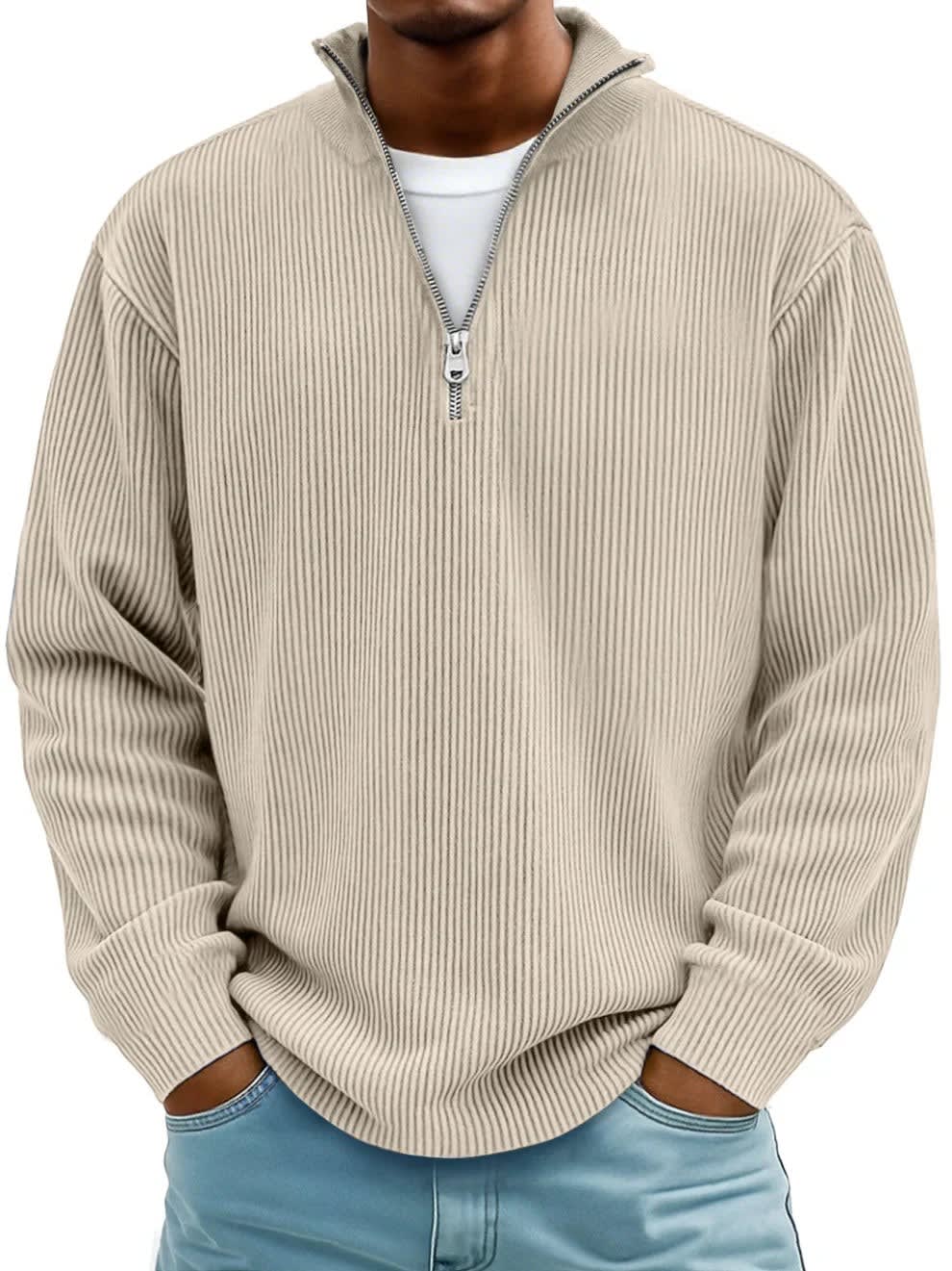 Men's Ribbed Half Zip Jumper | Felix_7