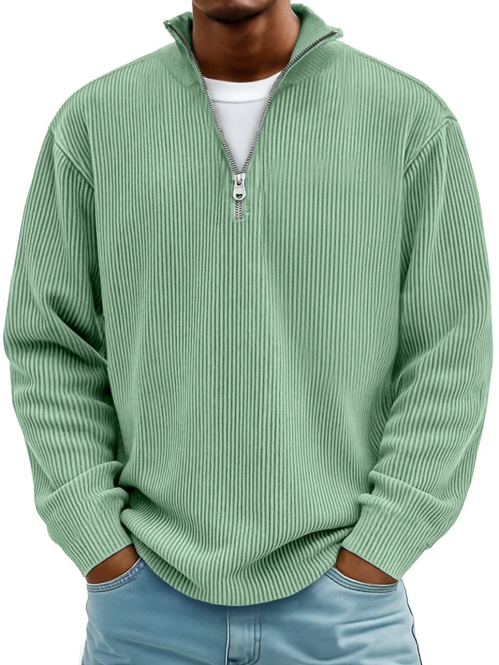 Men's Ribbed Half Zip Jumper | Felix_8