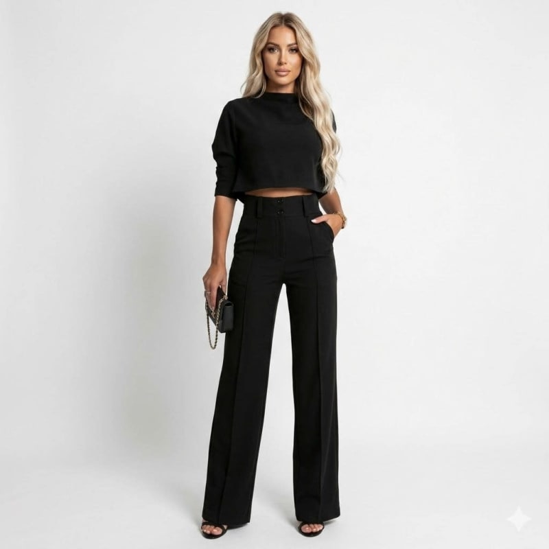 Women's Wide Leg Two-Piece Trouser Set | Cornelia_1