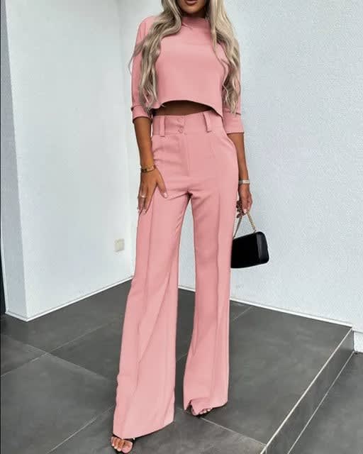 Women's Wide Leg Two-Piece Trouser Set | Cornelia_4