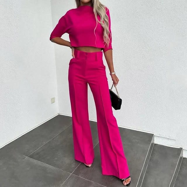 Women's Wide Leg Two-Piece Trouser Set | Cornelia_5