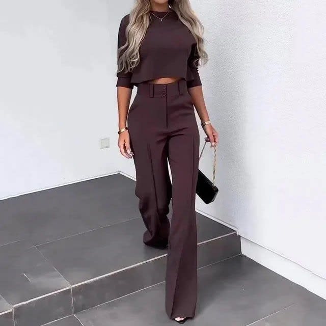 Women's Wide Leg Two-Piece Trouser Set | Cornelia_7