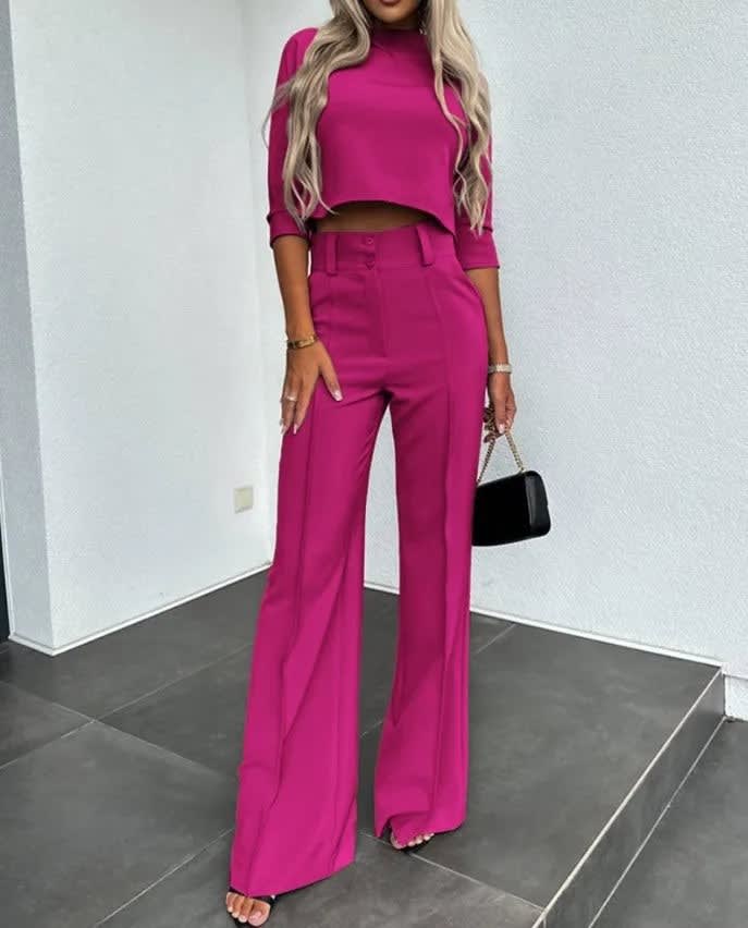 Women's Wide Leg Two-Piece Trouser Set | Cornelia_8