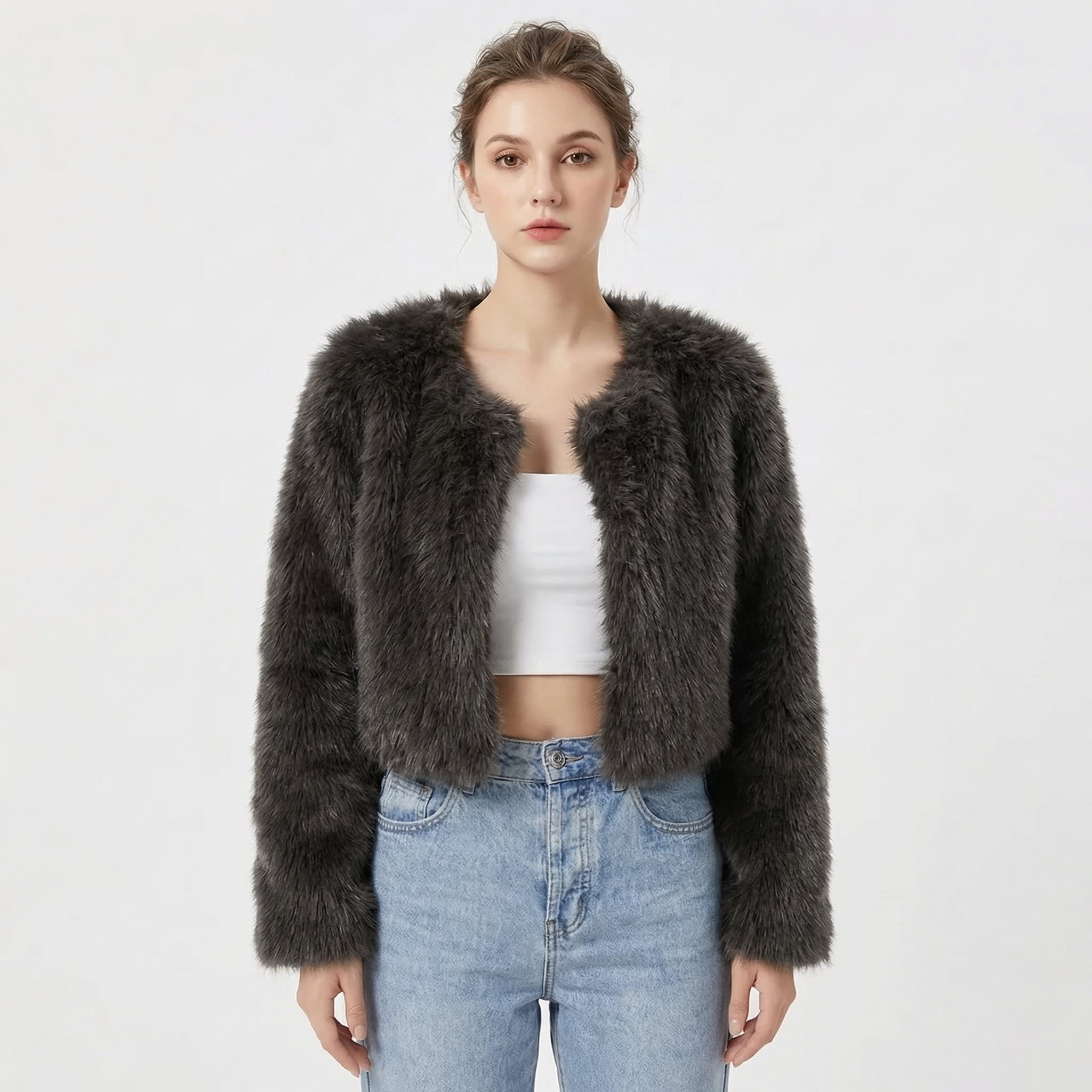 Women's Cropped Faux Fur Jacket | Prudentia_2