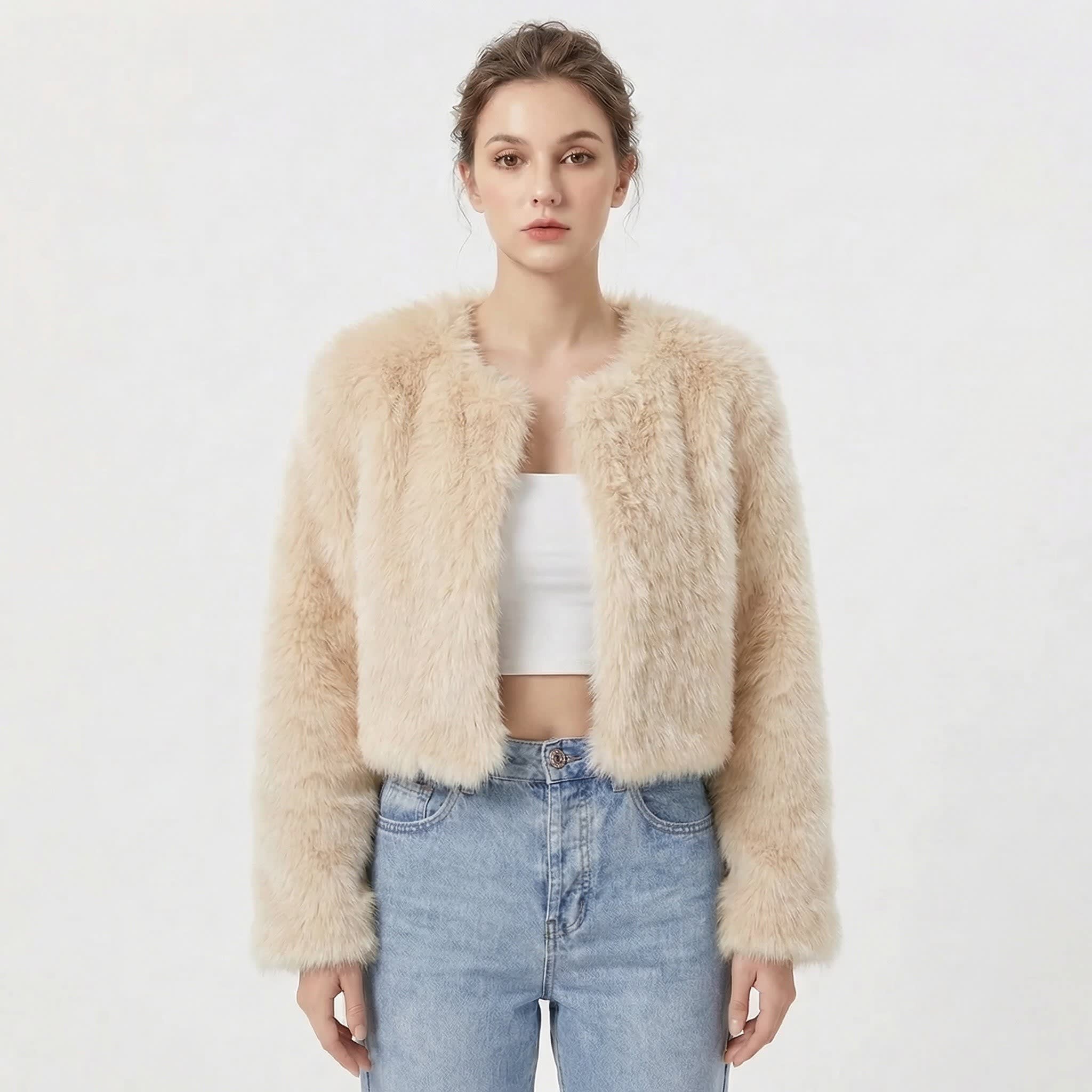 Women's Cropped Faux Fur Jacket | Prudentia_5