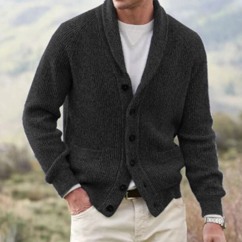 Men's Wool Shawl Collar Cardigan | Duggan_1