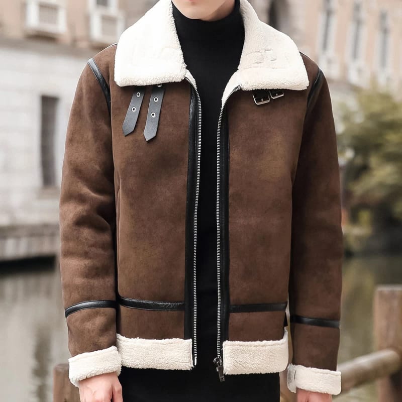 Men's Shearling Lined Suede Jacket | Sebastian_1