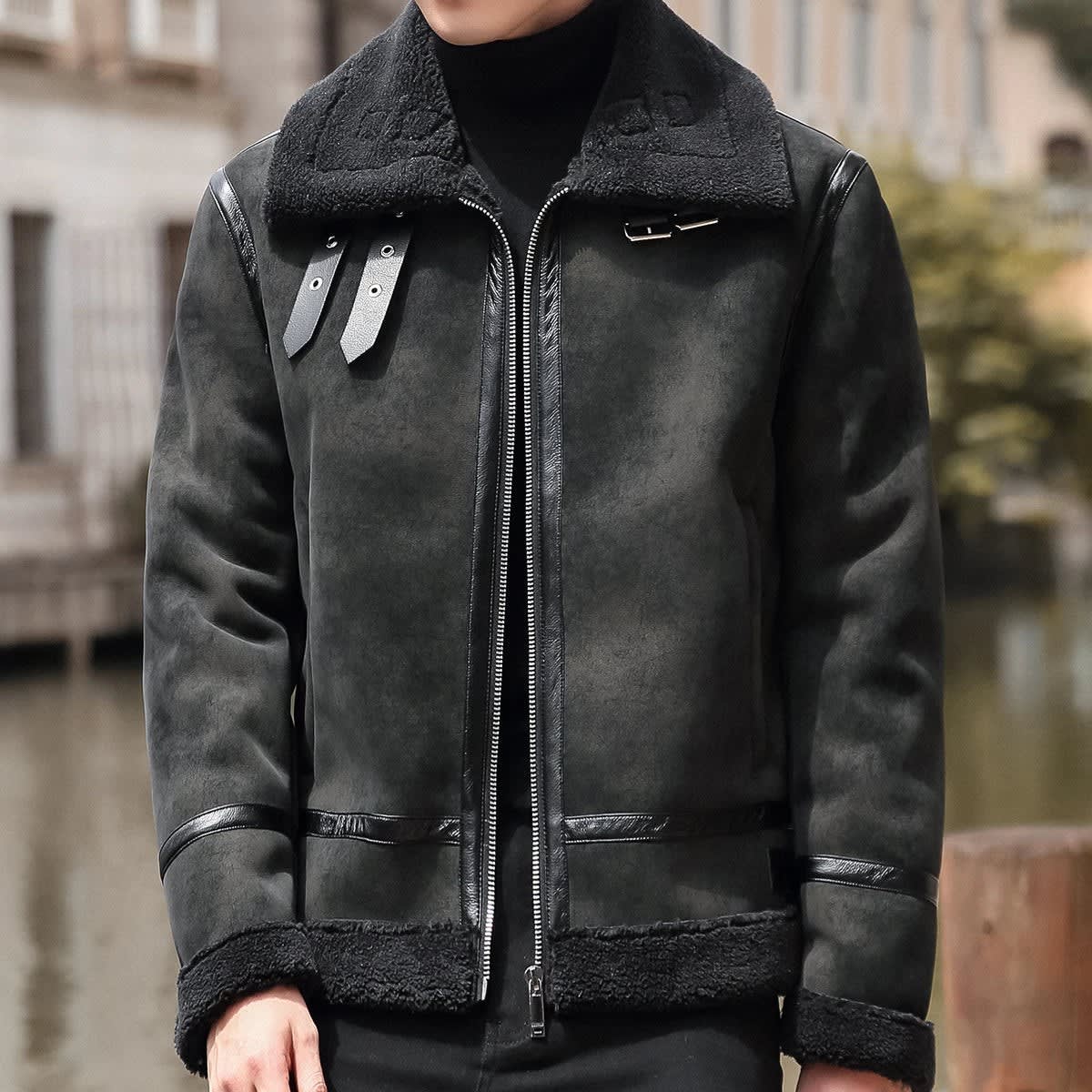 Men's Shearling Lined Suede Jacket | Sebastian_4
