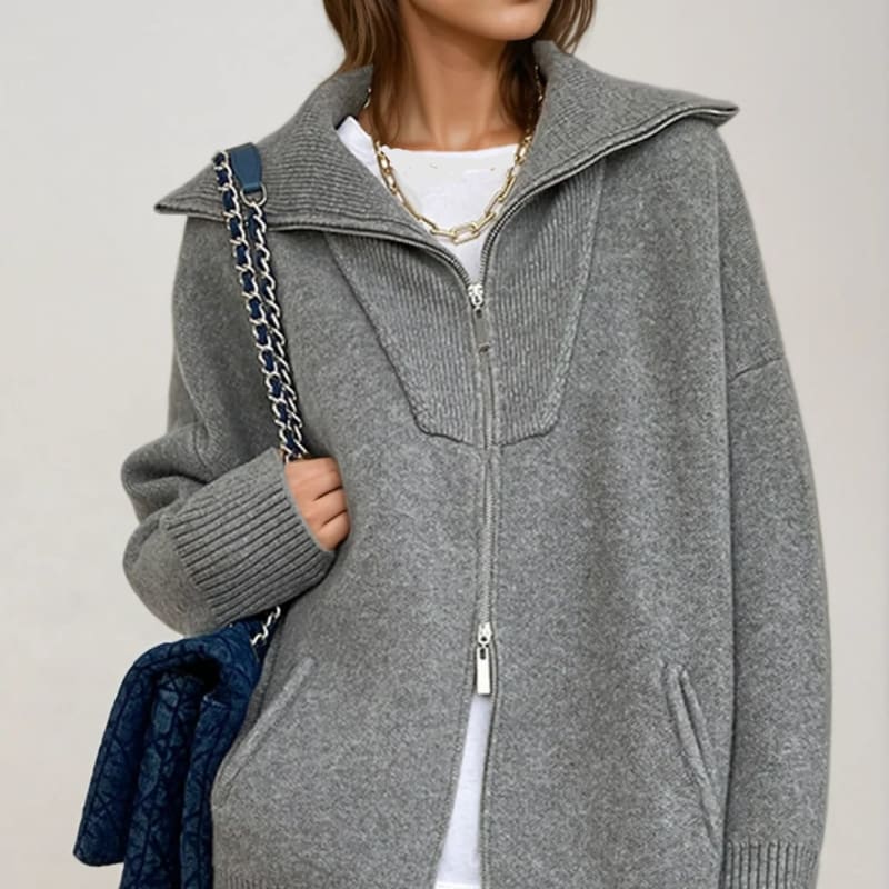 Women's Oversized Zip Up Cardigan | Sybilla_1