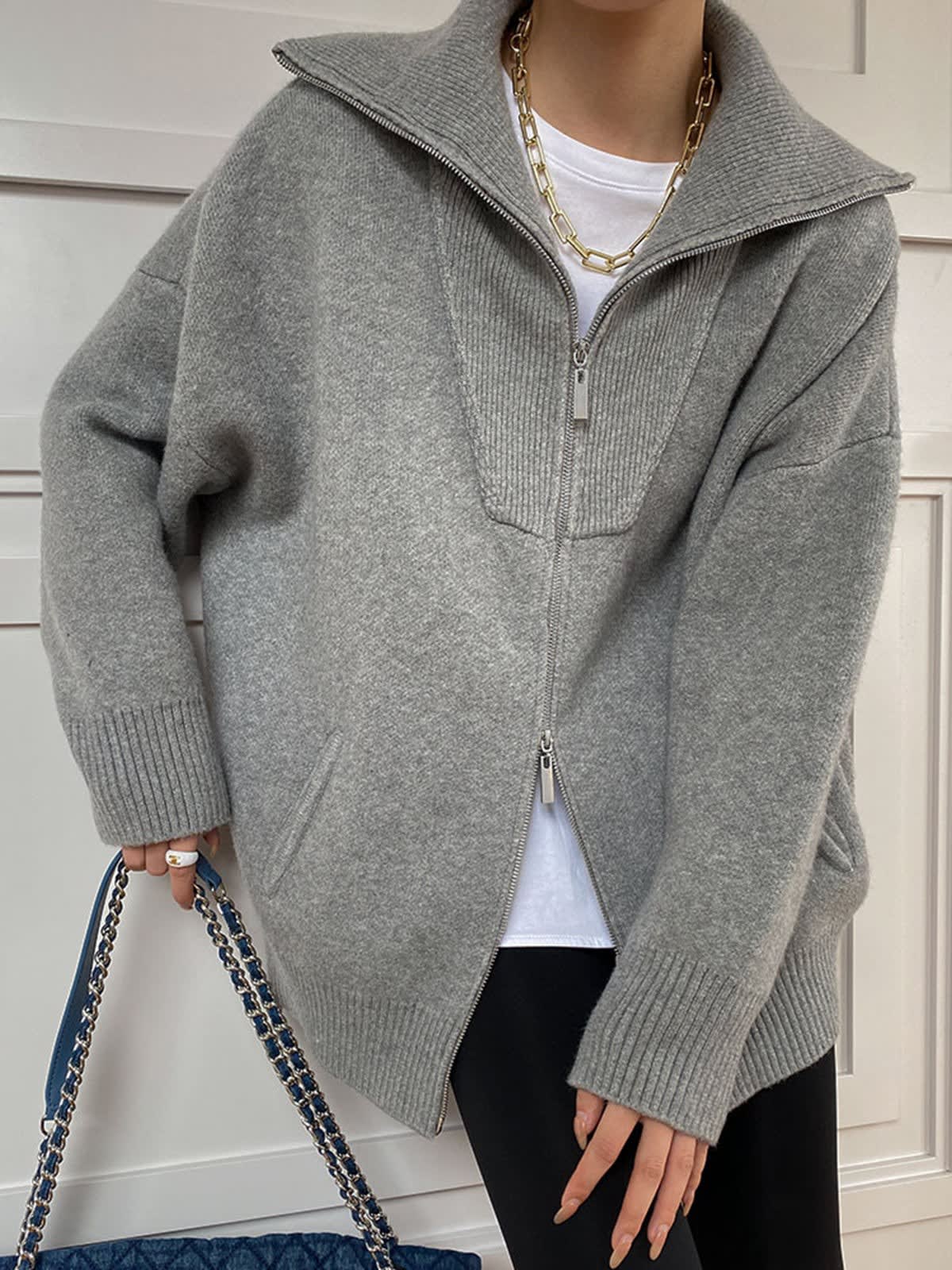 Women's Oversized Zip Up Cardigan | Sybilla_2