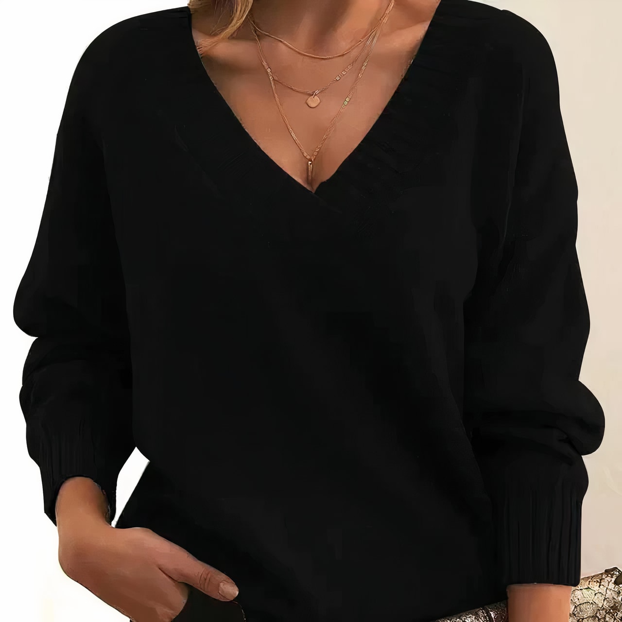 Women's Cashmere Blend V-Neck Jumper | Caitlin_2