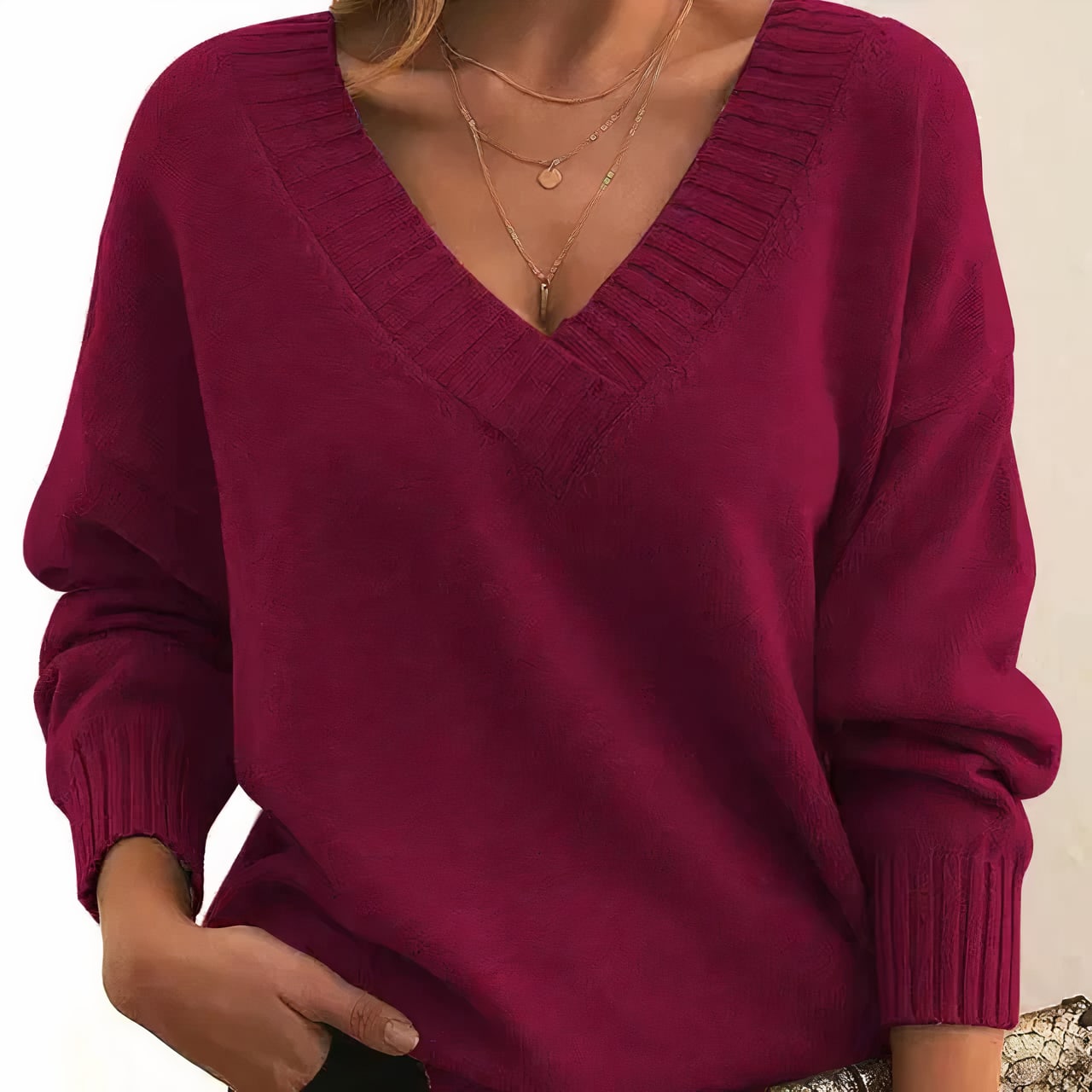 Women's Cashmere Blend V-Neck Jumper | Caitlin_8