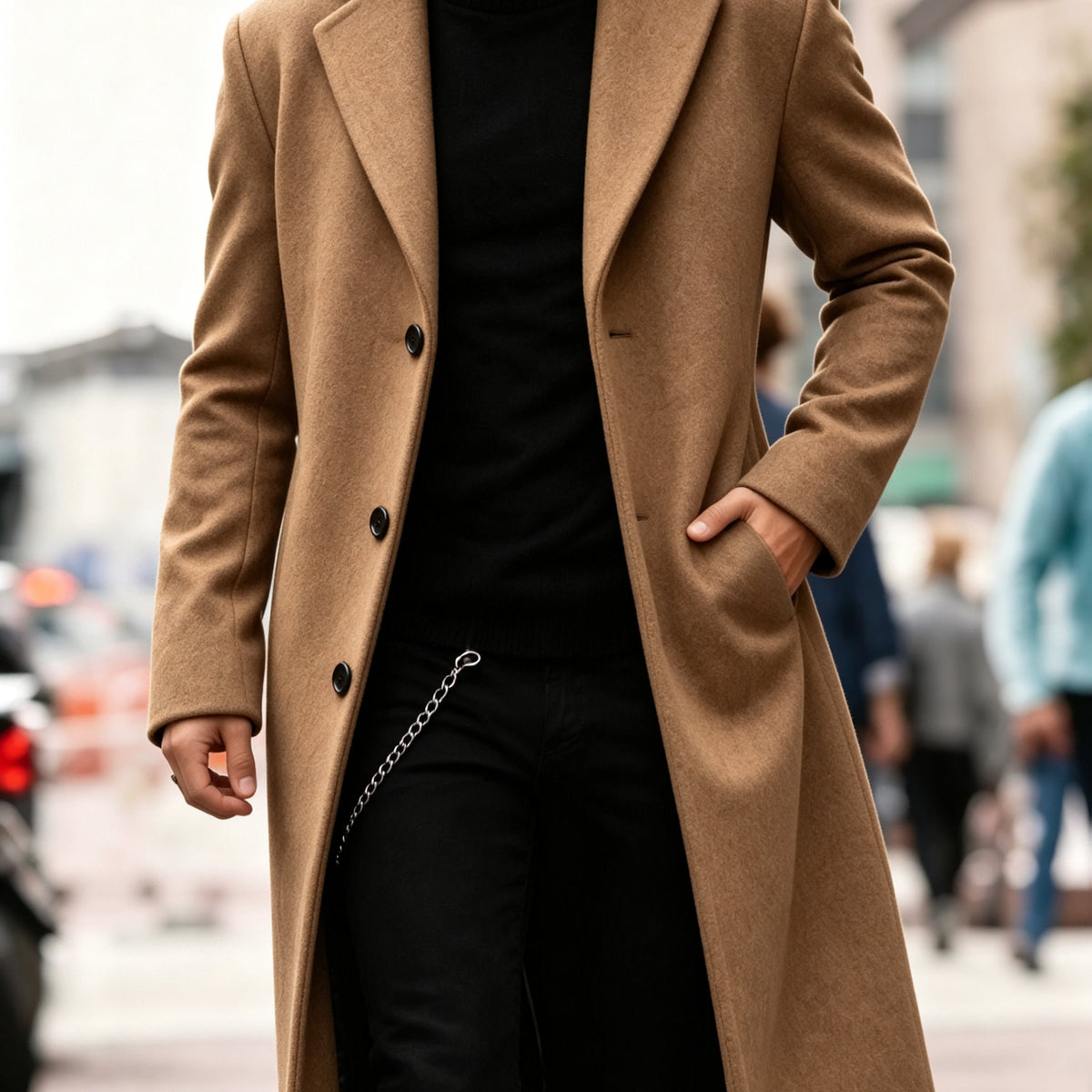 Men's Single Breasted Longline Overcoat | Anthony_13