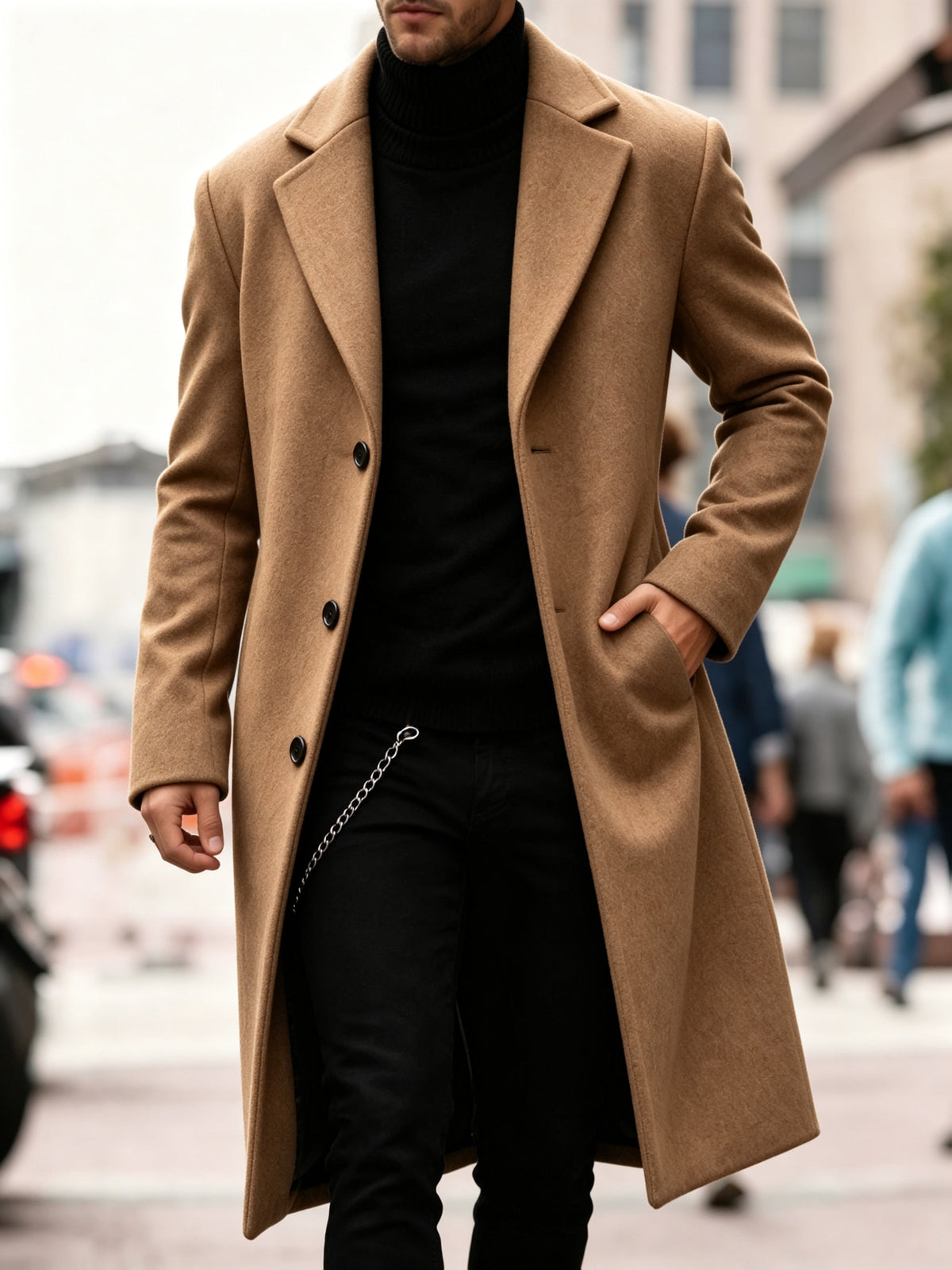 Men's Single Breasted Longline Overcoat | Anthony_14