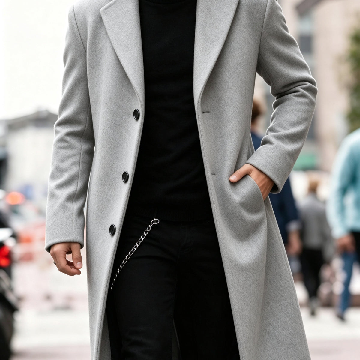 Men's Single Breasted Longline Overcoat | Anthony_19