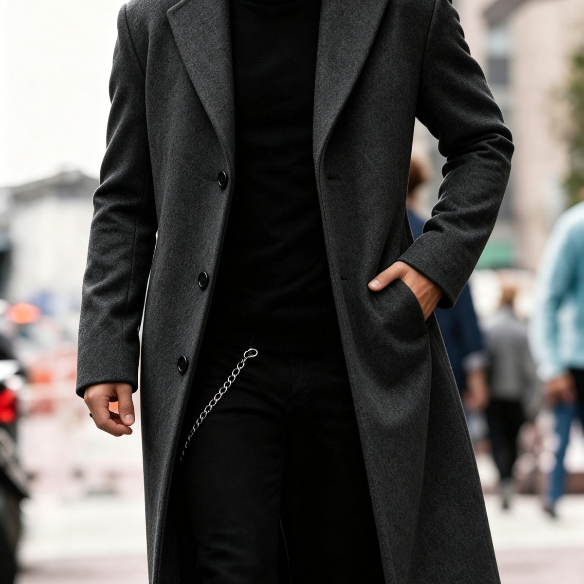Men's Single Breasted Longline Overcoat | Anthony_25
