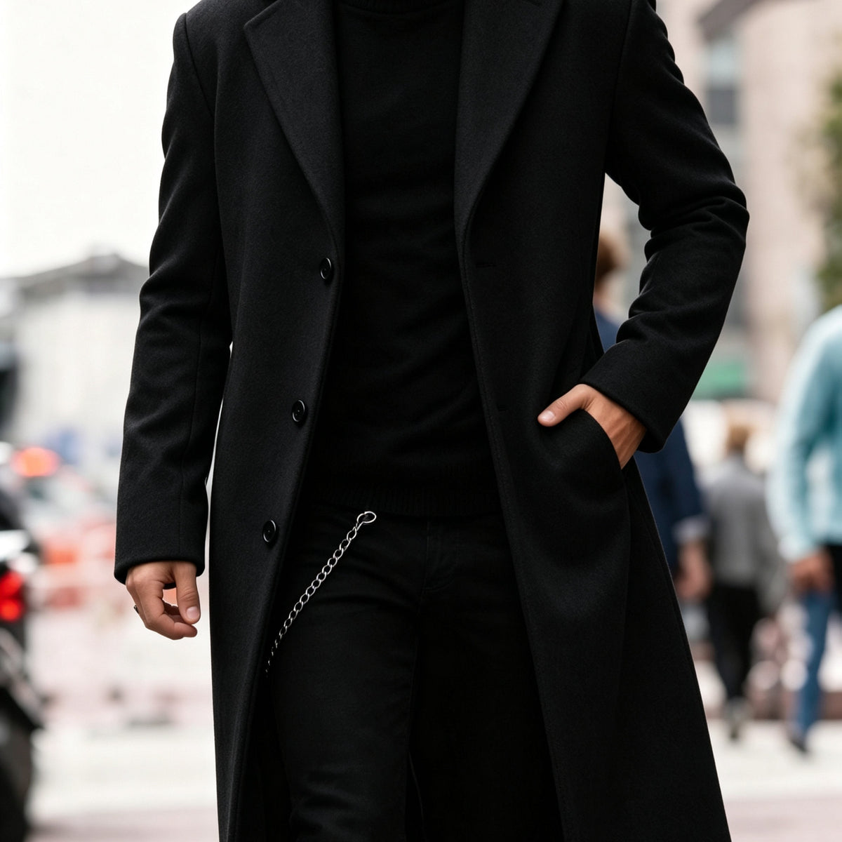Men's Single Breasted Longline Overcoat | Anthony_7