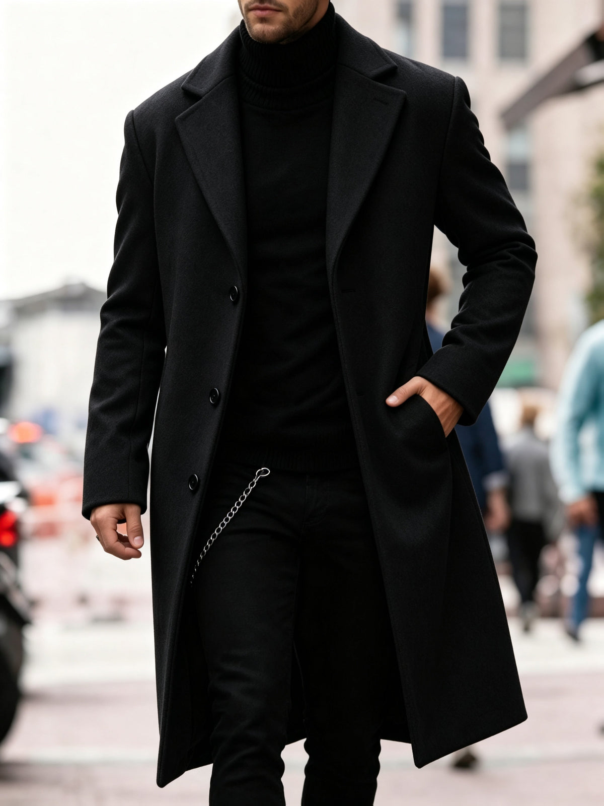 Men's Single Breasted Longline Overcoat | Anthony_8