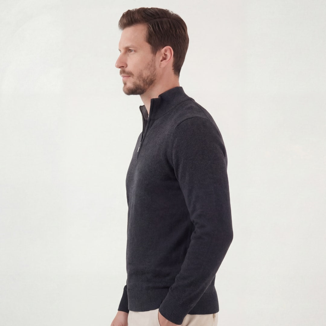 Men's Charcoal Half Zip Jumper | Kyle_2
