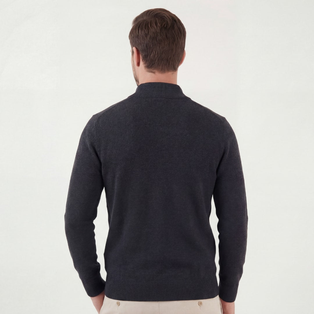 Men's Charcoal Half Zip Jumper | Kyle_3