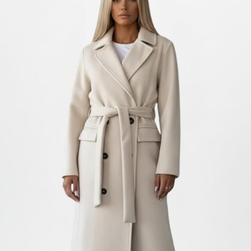Women's Belted Double Breasted Coat | Annora_1