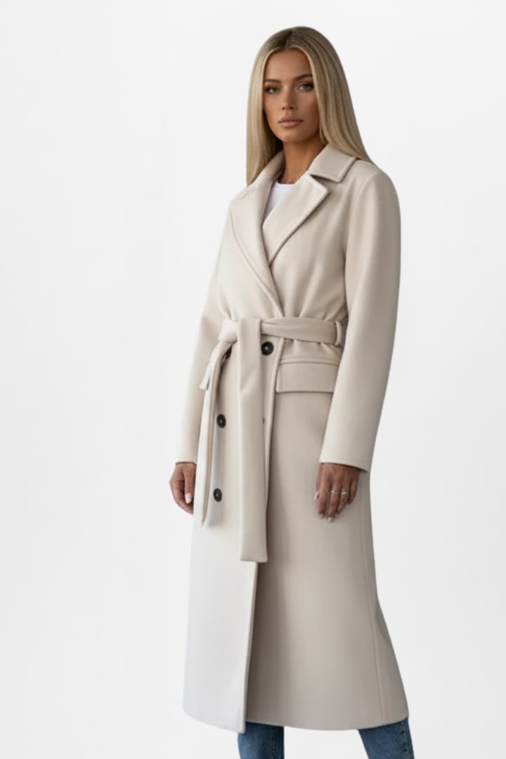 Women's Belted Double Breasted Coat | Annora_3