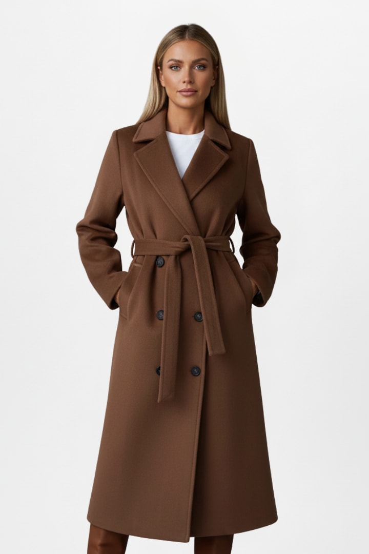 Women's Belted Double Breasted Coat | Annora_7