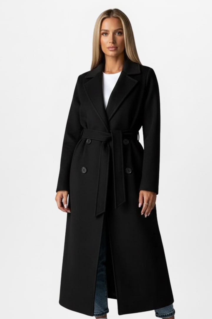 Women's Belted Double Breasted Coat | Annora_8