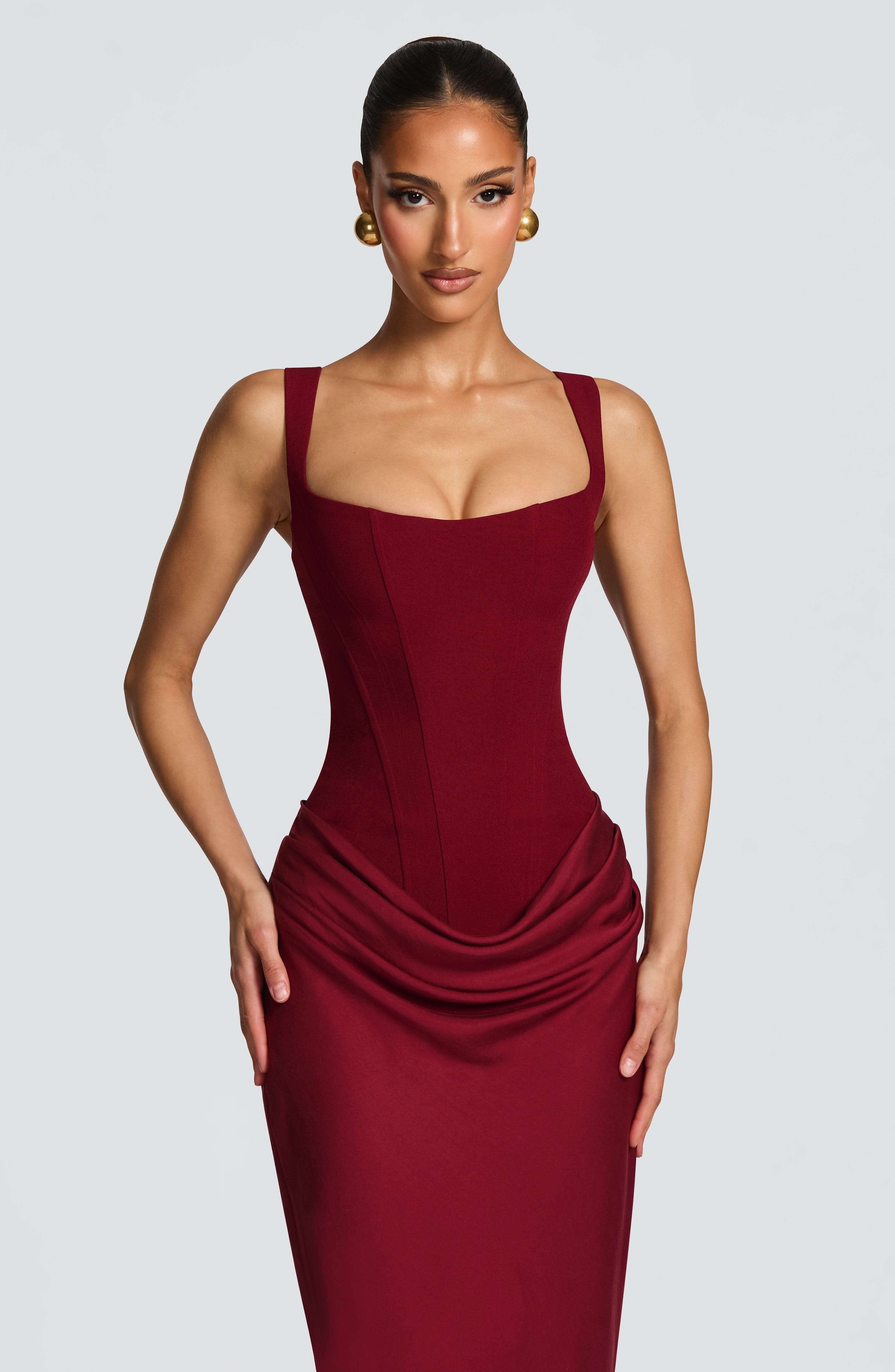 Women's Square Neck Bodycon Wedding Guest Maxi Dress | Coralie_10
