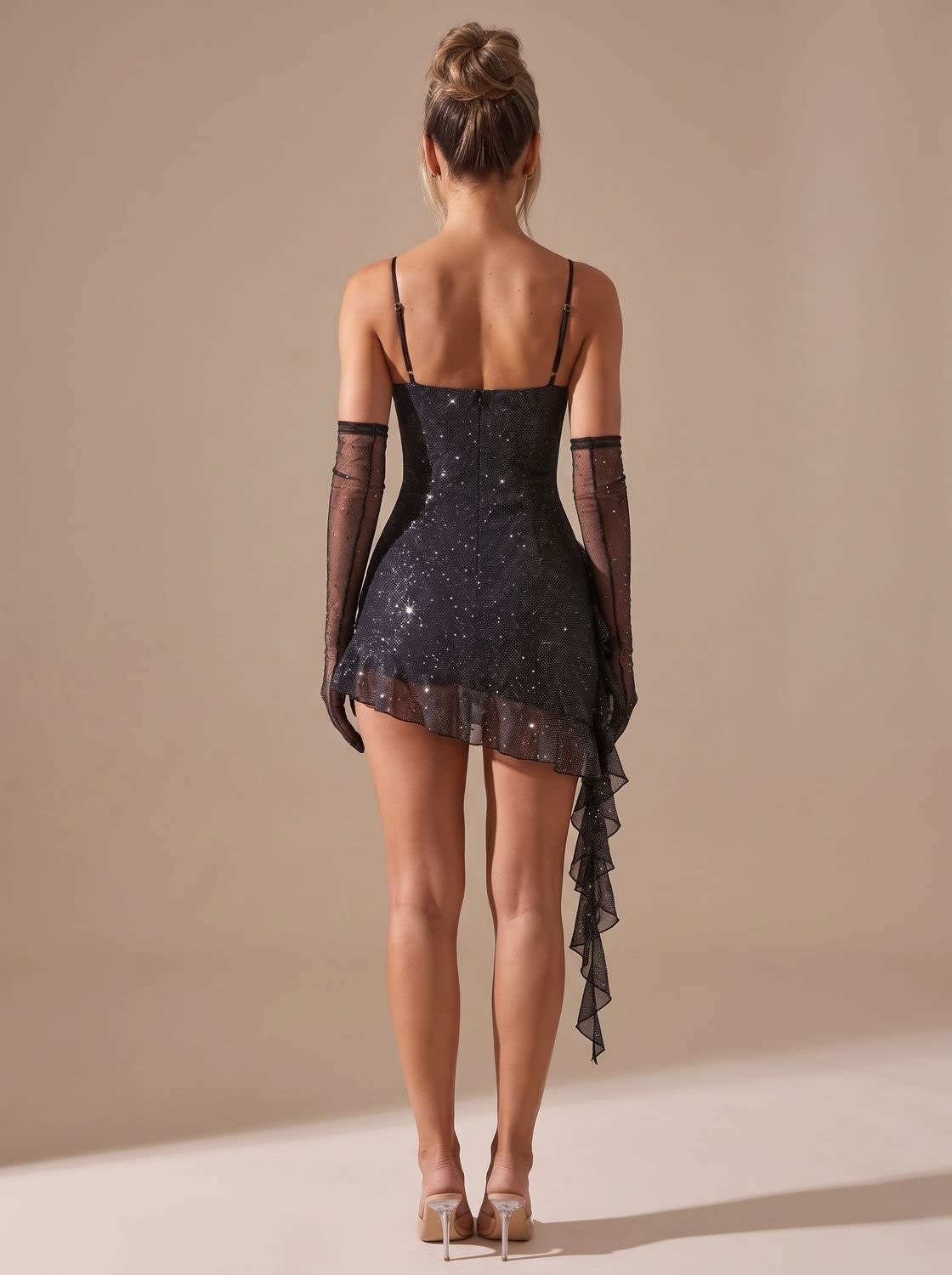 Women's Glitter Ruffle Christmas Party Mini Dress | Mabel_3