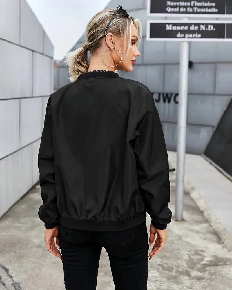Women's Lightweight Zip Bomber Jacket | Pansy_5