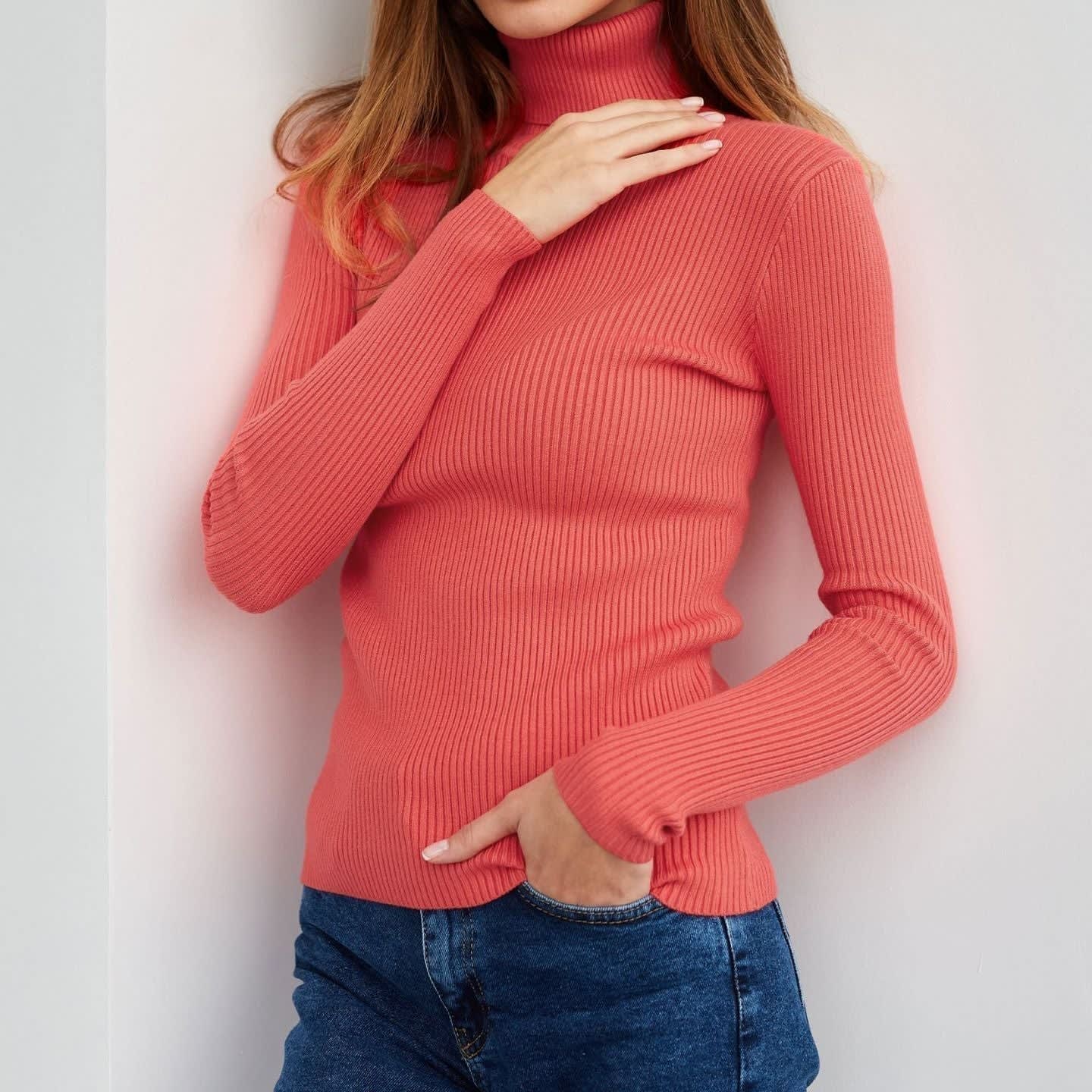 Women's Ribbed Knit Turtleneck Top | Delia_18