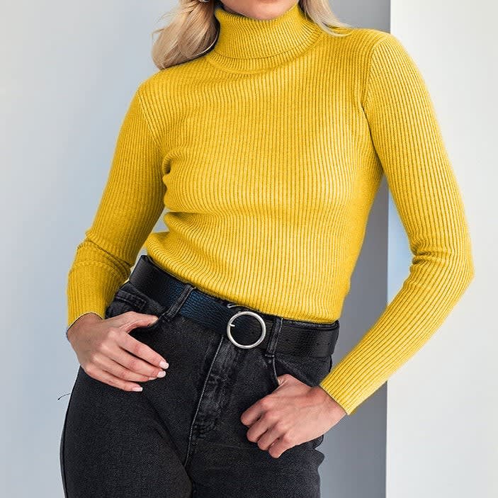 Women's Ribbed Knit Turtleneck Top | Delia_6