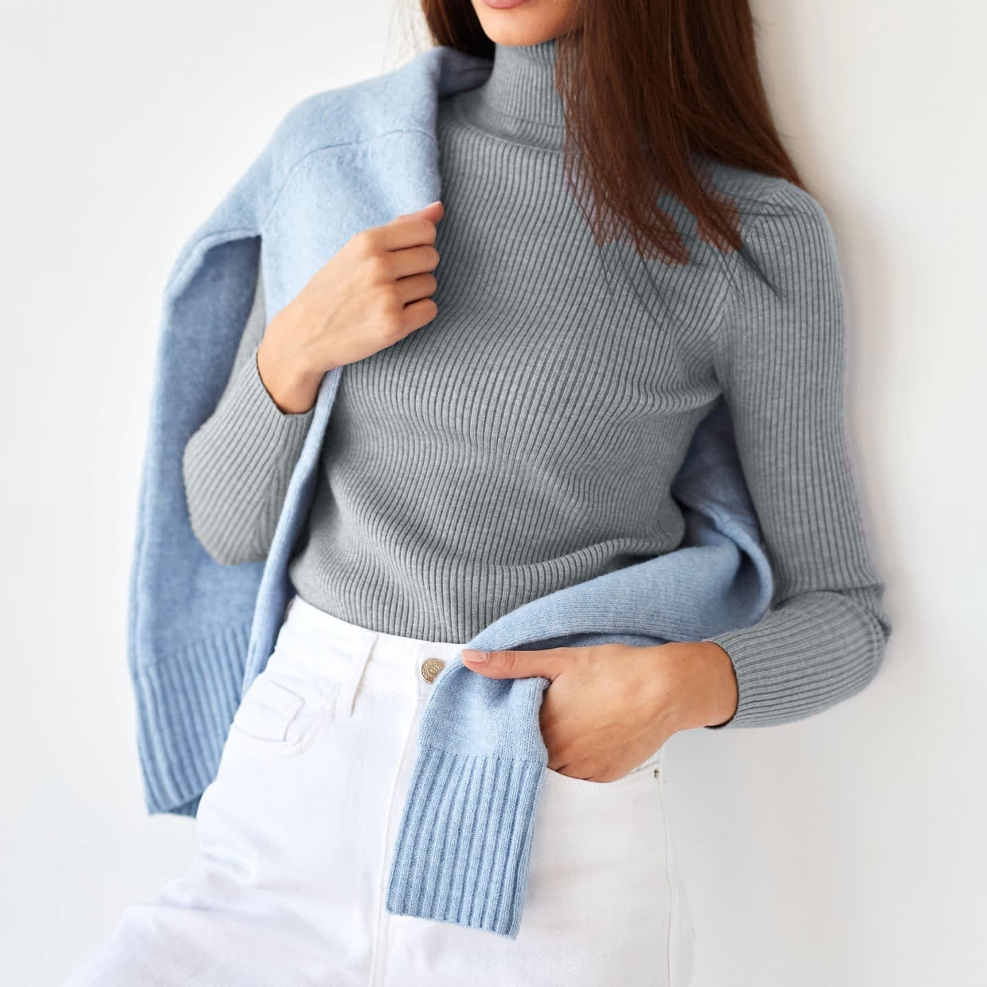 Women's Ribbed Knit Turtleneck Top | Delia_9