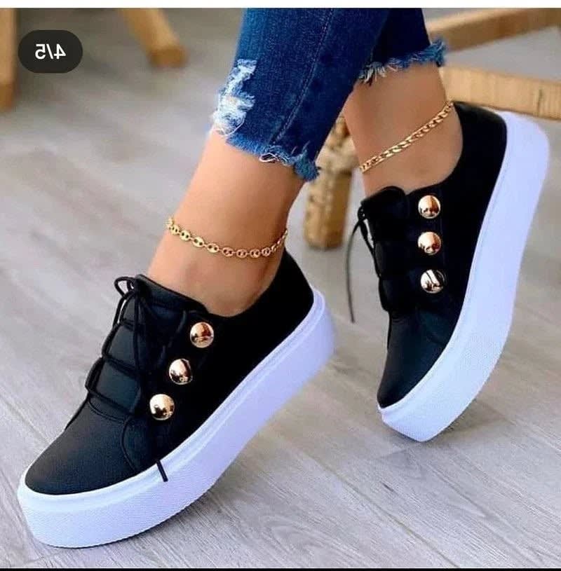 Women's Gold Stud Platform Orthopedic Trainers | Netta_3
